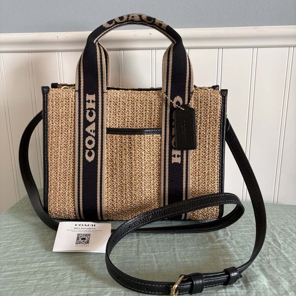 Coach Smith Tote Bag 24 in Straw and Pebble Leather